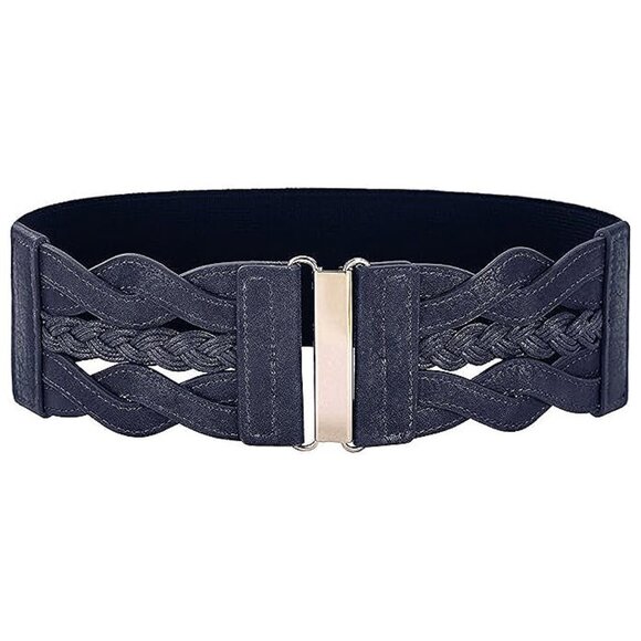 GRACE KARIN Women's Elastic Wide Belts Vintage , Navy Blue - Picture 1 of 6